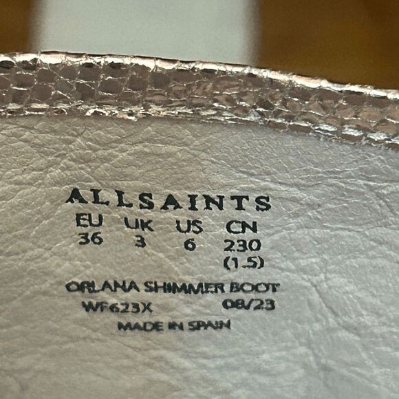 NEW! NWT ALL SAINTS Orlana Womens Metallic Pointed Toe Mid-Calf Boots size 6 - Picture 12 of 13